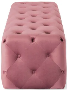 Amour 60" Tufted Button Entryway Performance Velvet Bench in Dusty Rose