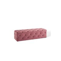 Amour 60" Tufted Button Entryway Performance Velvet Bench in Dusty Rose