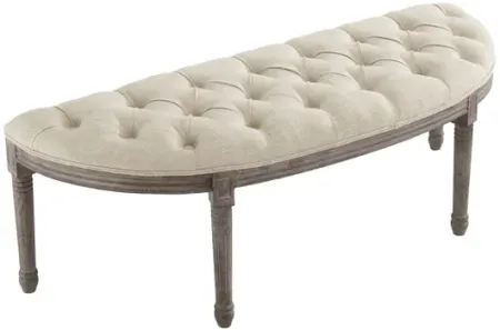 Esteem Vintage French Upholstered Fabric Semi-Circle Bench in Beige