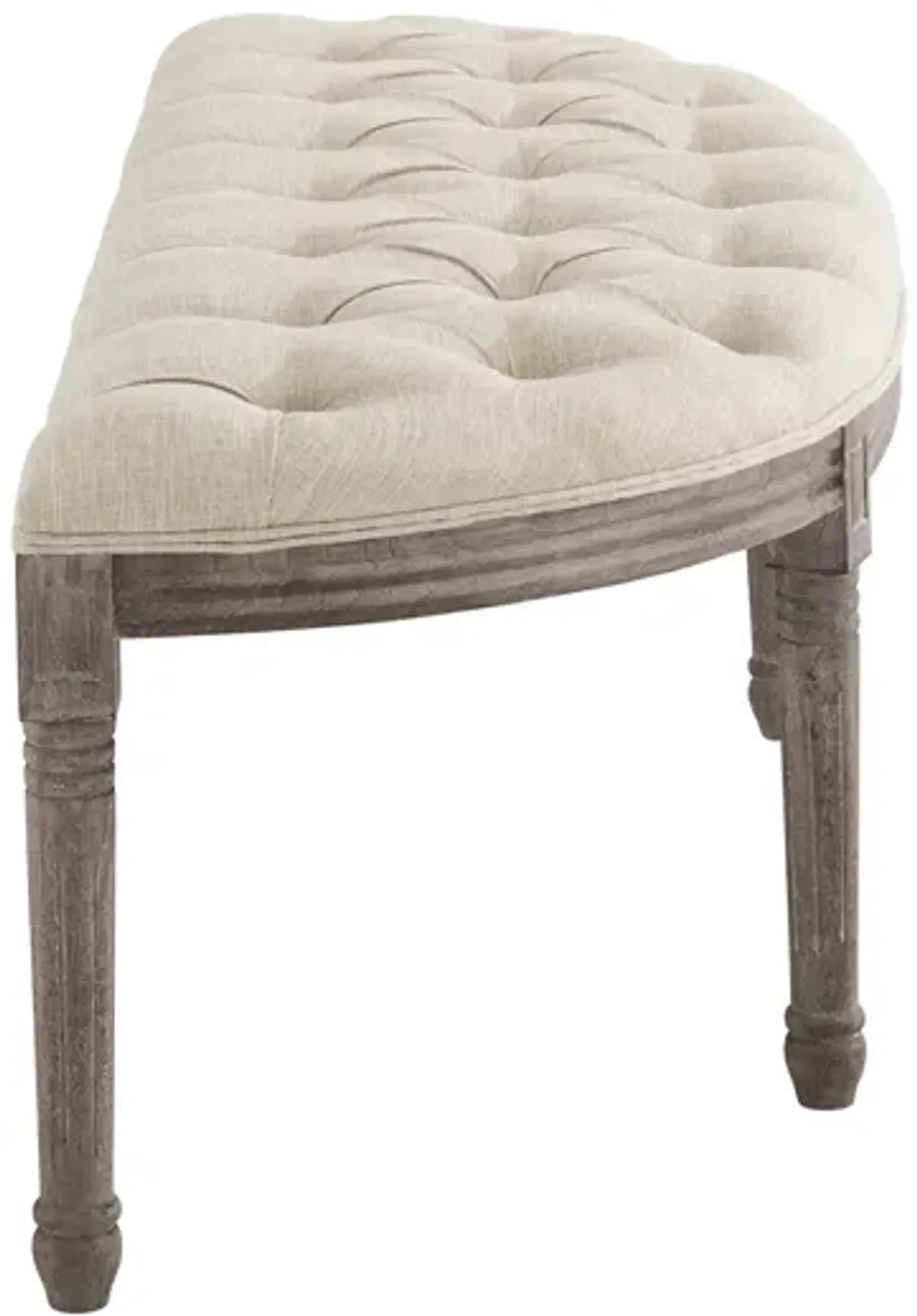 Esteem Vintage French Upholstered Fabric Semi-Circle Bench in Beige