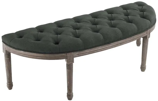 Esteem Vintage French Upholstered Fabric Semi-Circle Bench in Gray