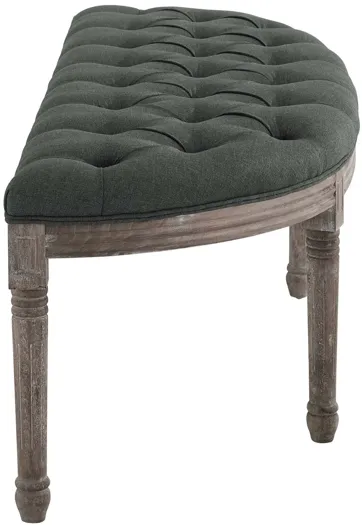 Esteem Vintage French Upholstered Fabric Semi-Circle Bench in Gray