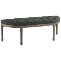 Esteem Vintage French Upholstered Fabric Semi-Circle Bench in Gray