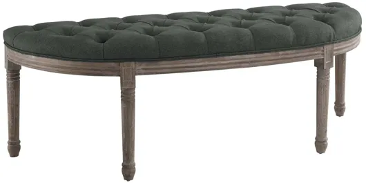 Esteem Vintage French Upholstered Fabric Semi-Circle Bench in Gray