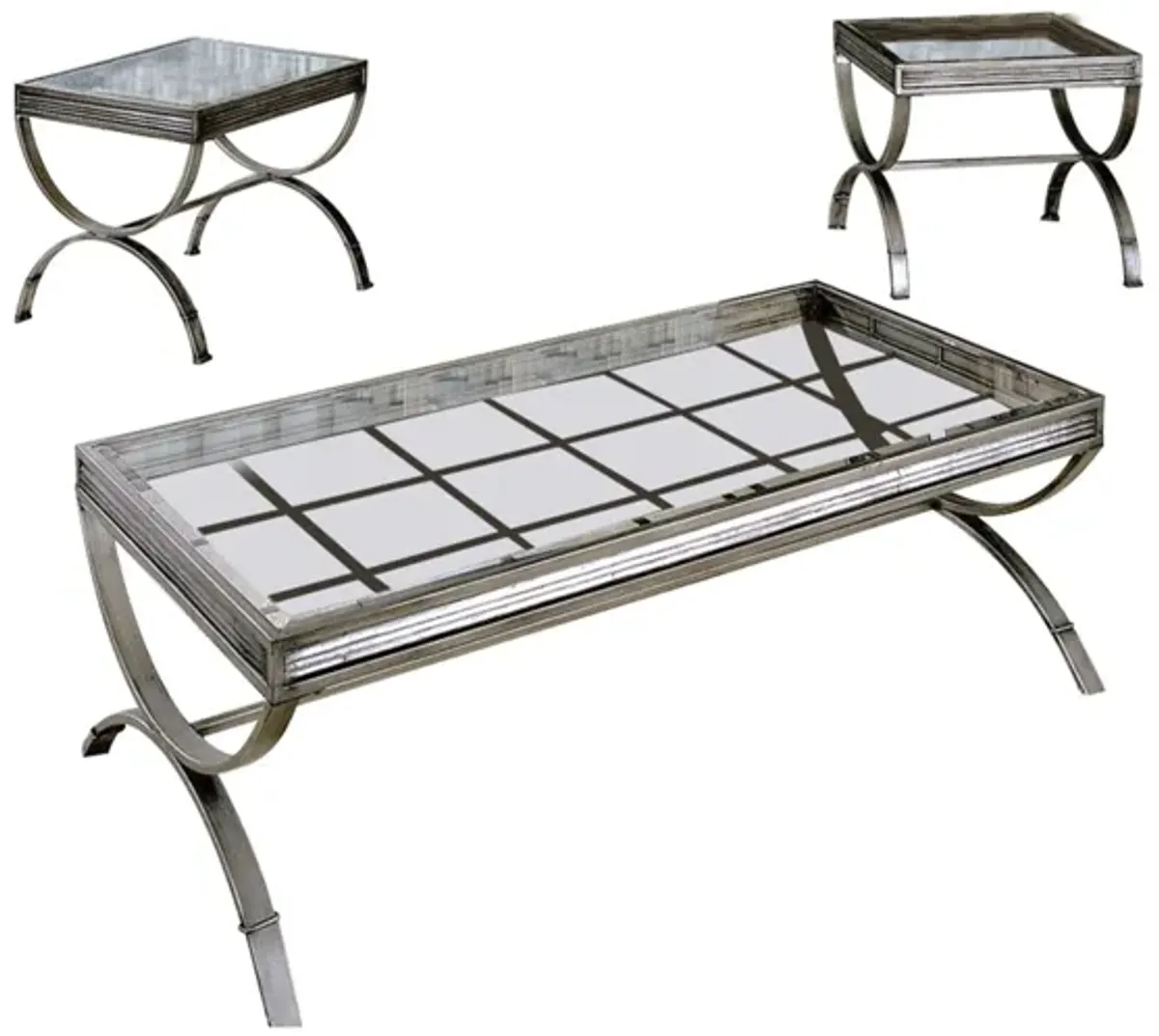 Metal & Glass Occasional Table Set of 3