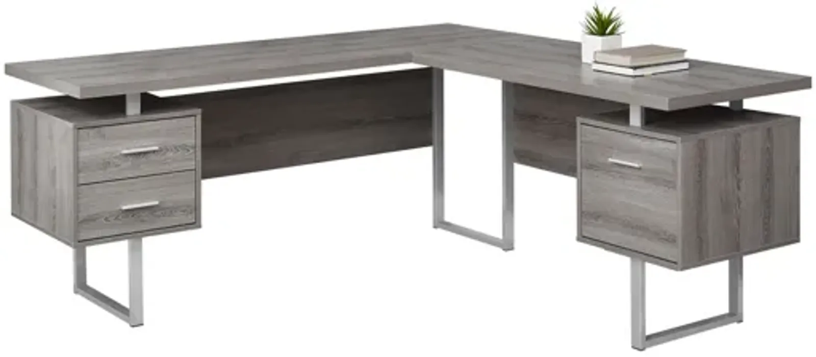 Computer Desk - 70"L / Dark Taupe Left Or Right Facing