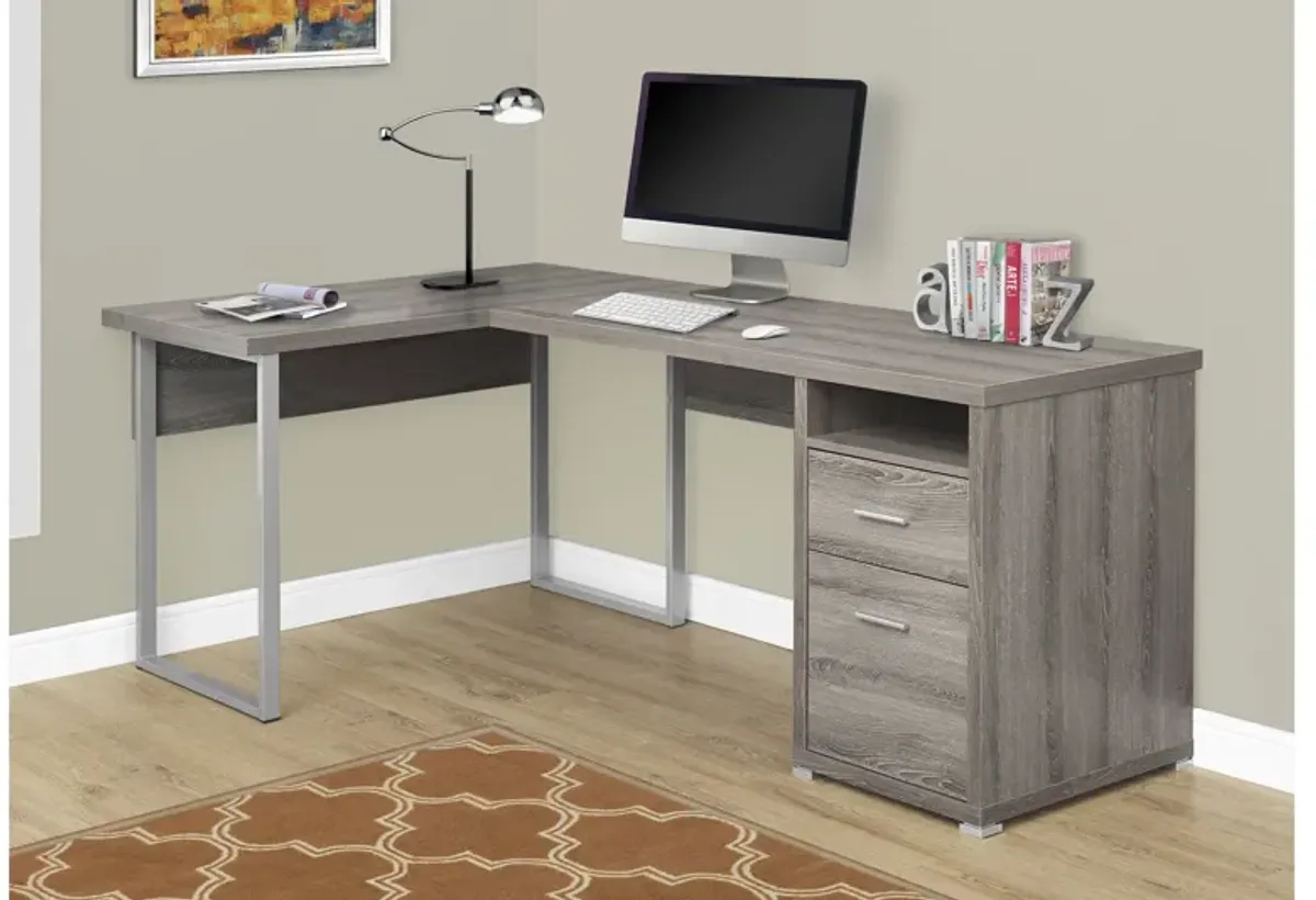 Dark Taupe Corner Computer Desk