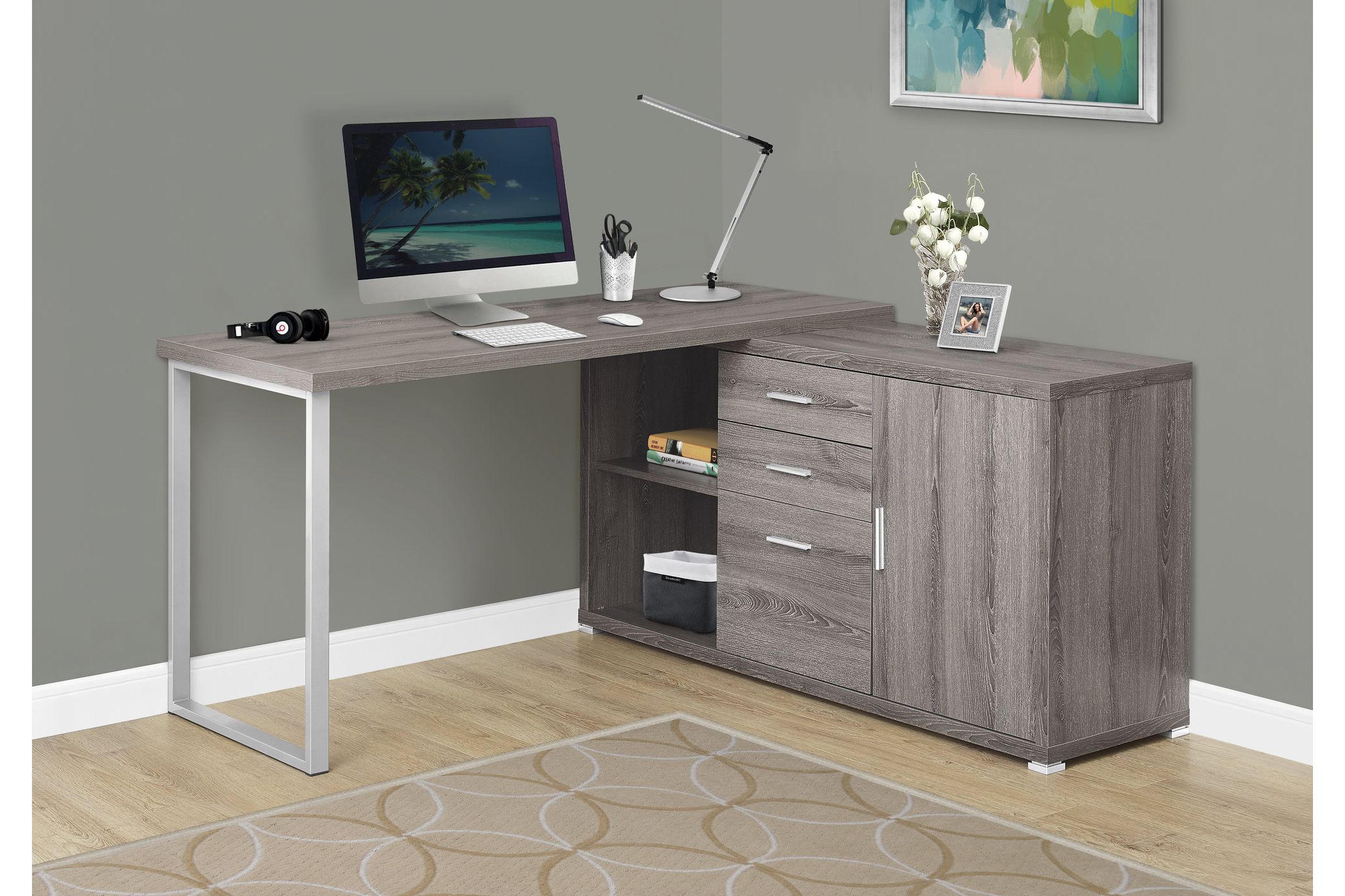 Dark Taupe 60" Computer Desk
