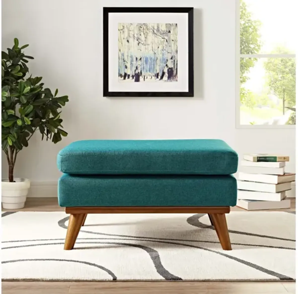 Engage Upholstered Fabric Ottoman in Teal