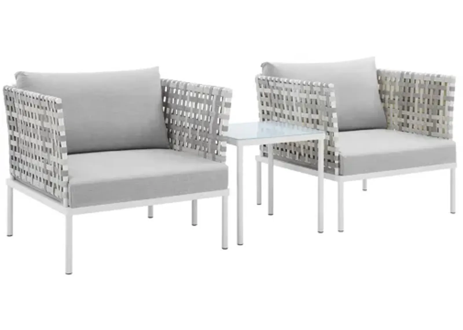 Harmony 3-Piece Sunbrella� Basket Weave Outdoor Patio Aluminum Seating Set in Taupe Gray