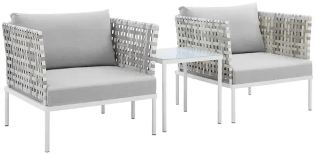 Harmony 3-Piece Sunbrella� Basket Weave Outdoor Patio Aluminum Seating Set in Taupe Gray