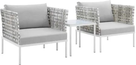 Harmony 3-Piece Sunbrella® Basket Weave Outdoor Patio Aluminum Seating Set in Taupe Gray