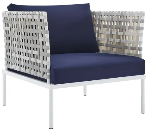 Harmony 3-Piece Sunbrella® Basket Weave Outdoor Patio Aluminum Seating Set in Taupe Navy