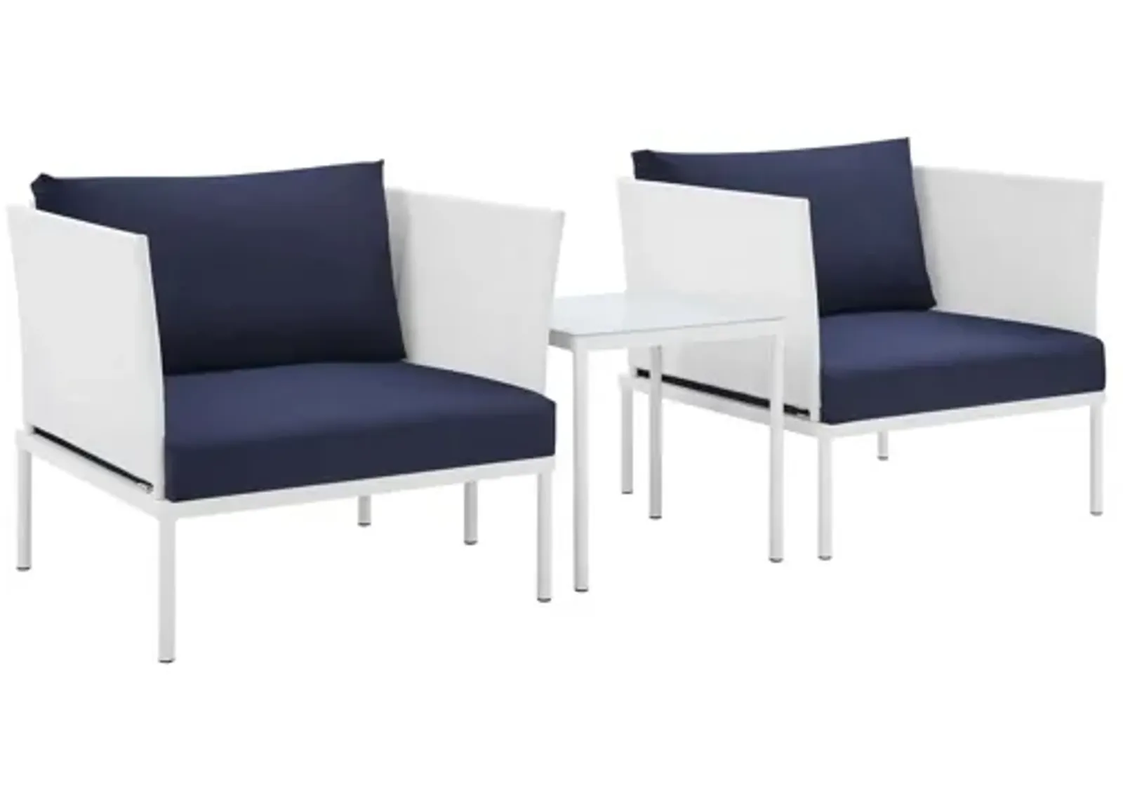 Harmony 3-Piece Sunbrella� Outdoor Patio Aluminum Seating Set in White Navy