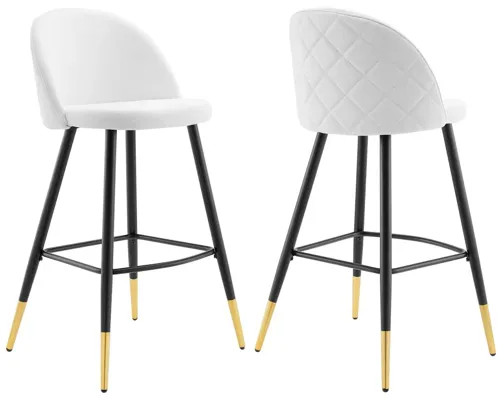 Cordial Fabric Bar Stools - Set of 2 in White