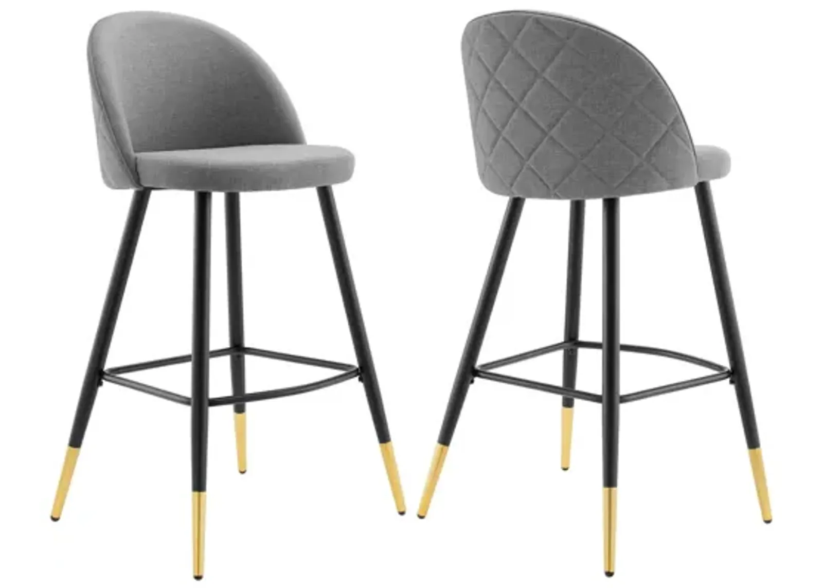 Cordial Fabric Bar Stools - Set of 2 in Light Grey