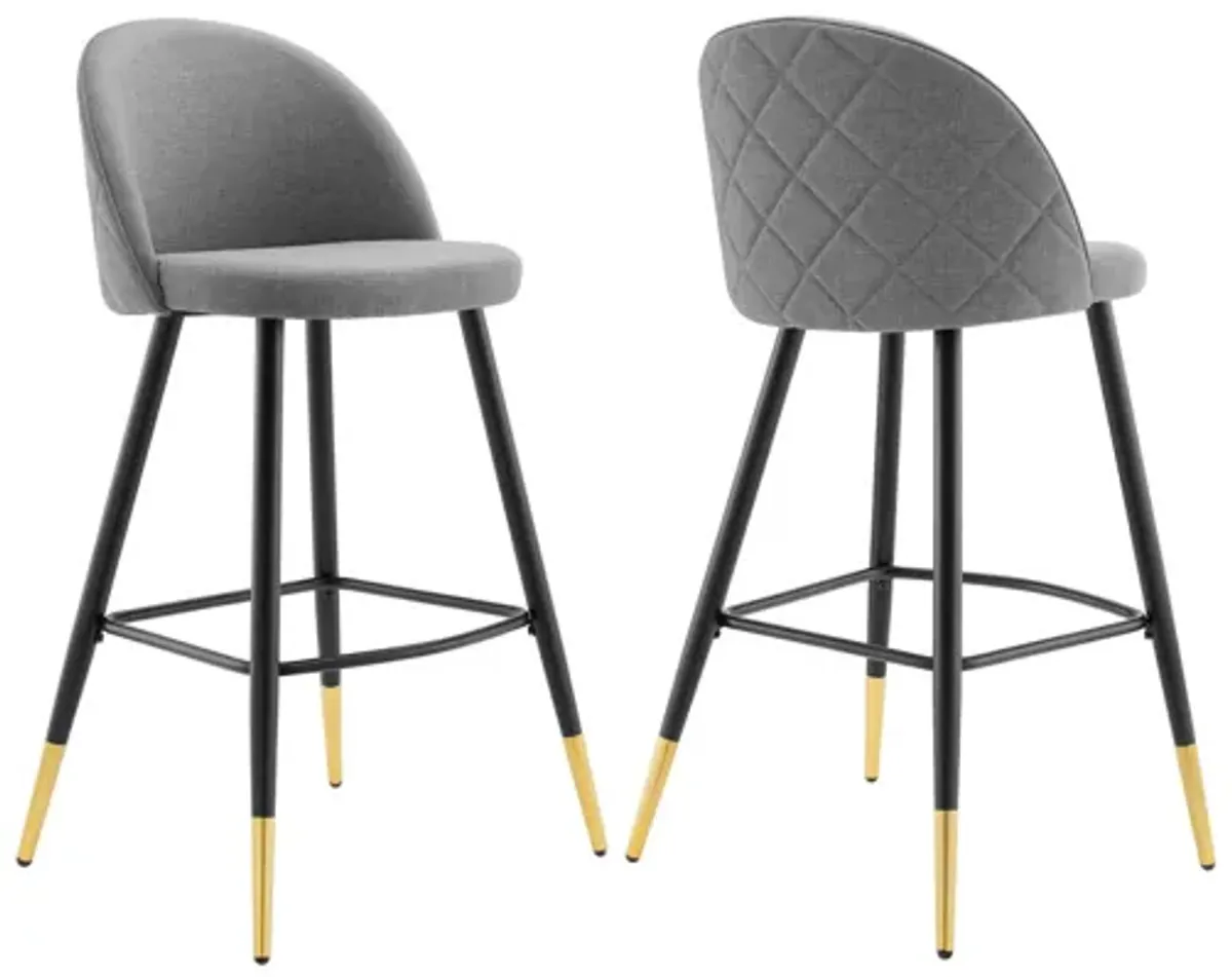 Cordial Fabric Bar Stools - Set of 2 in Light Grey