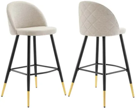 Cordial Fabric Bar Stools - Set of 2 in Beige