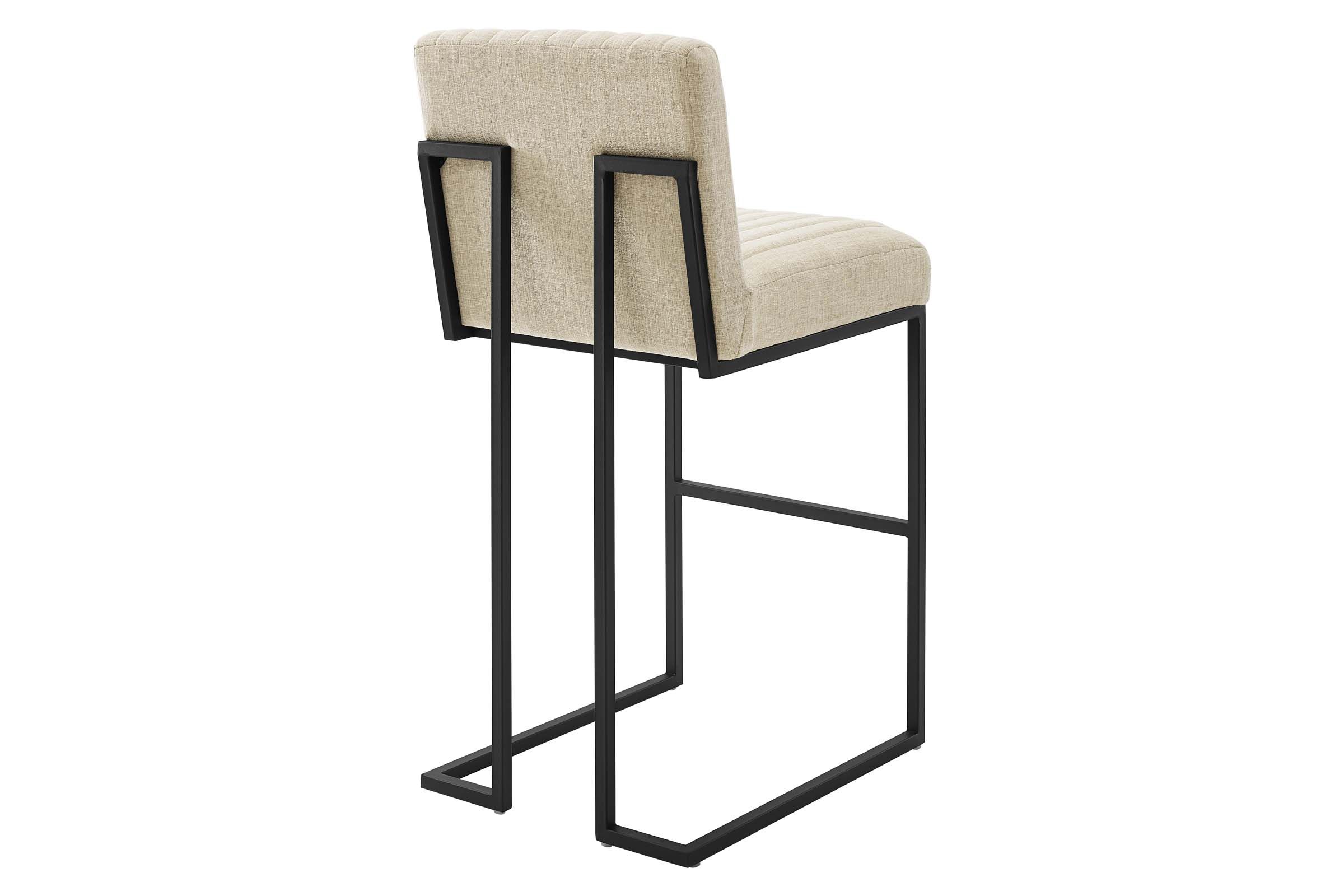 Indulge Channel Tufted Fabric Bar Stool in Beige