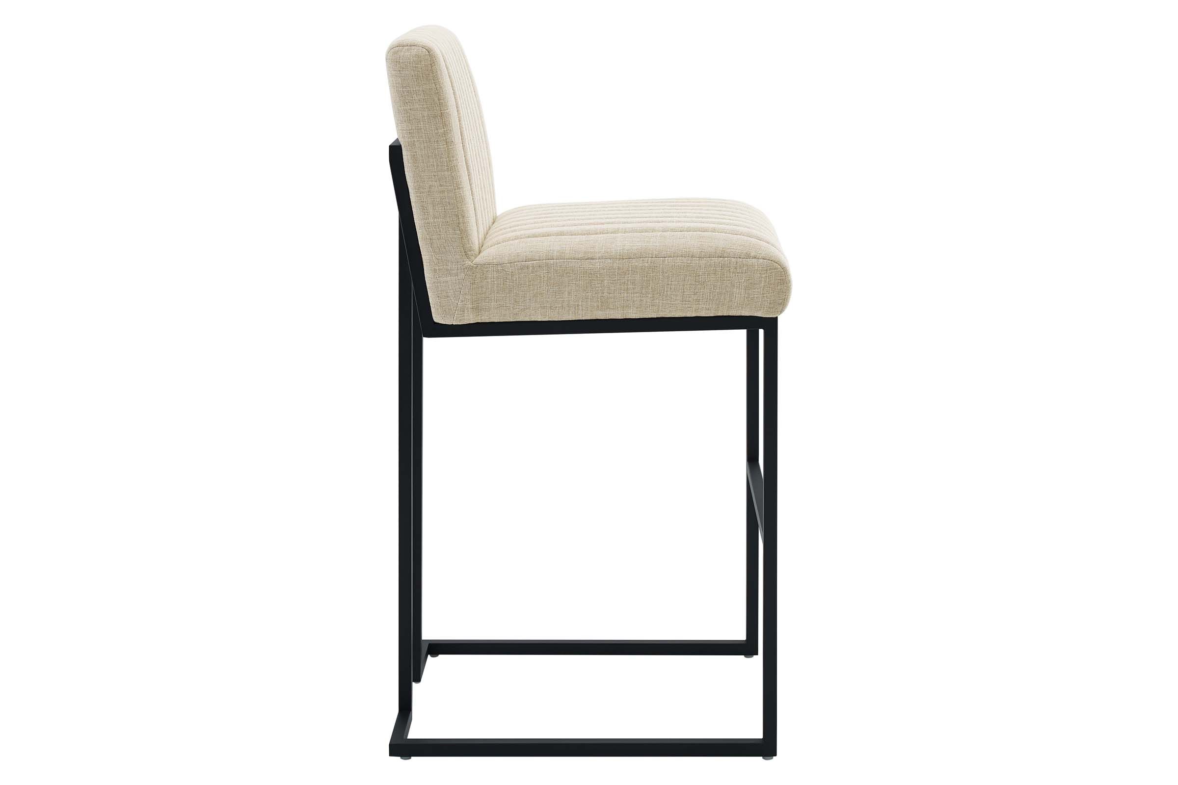 Indulge Channel Tufted Fabric Bar Stool in Beige