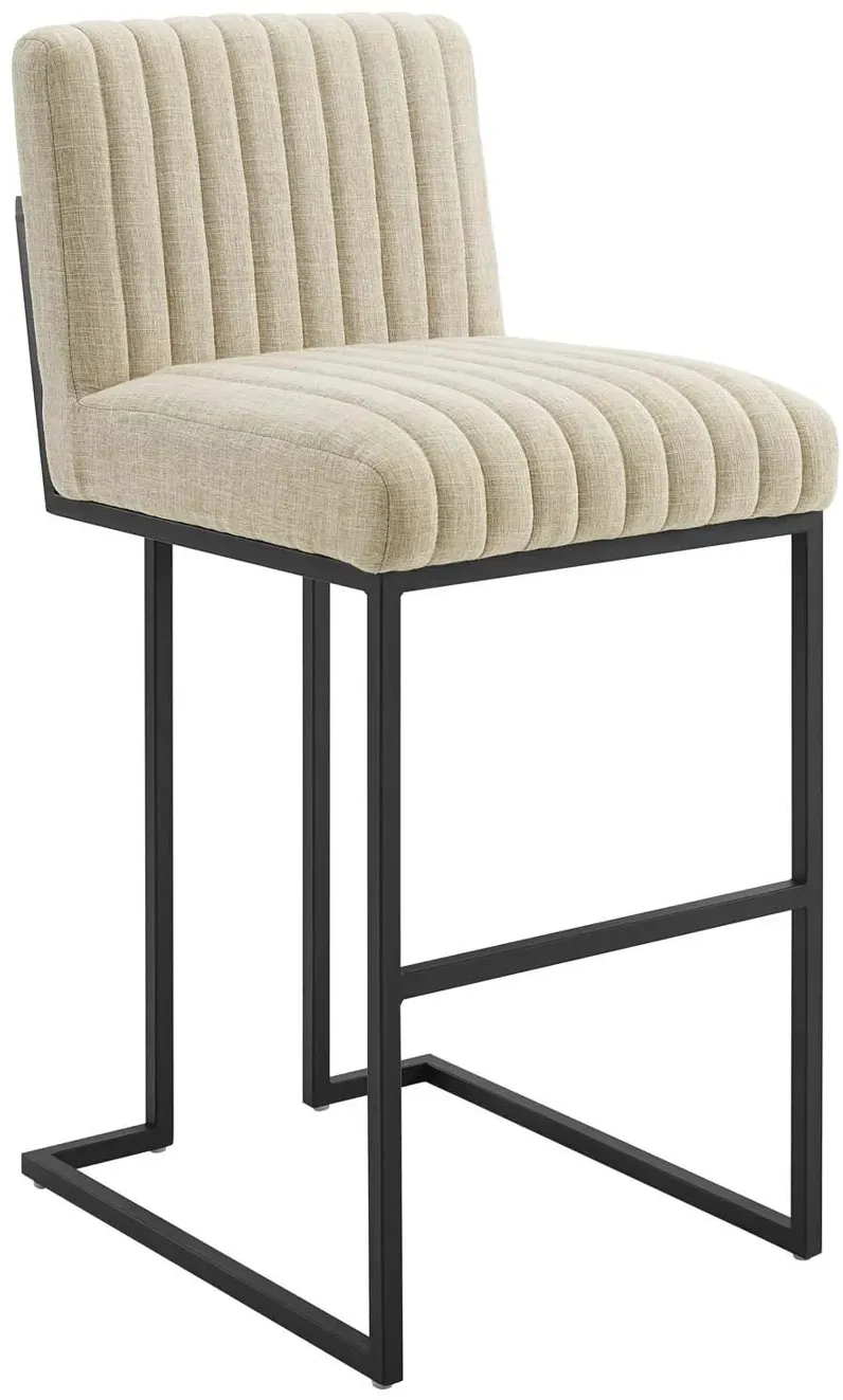 Indulge Channel Tufted Fabric Bar Stool in Beige