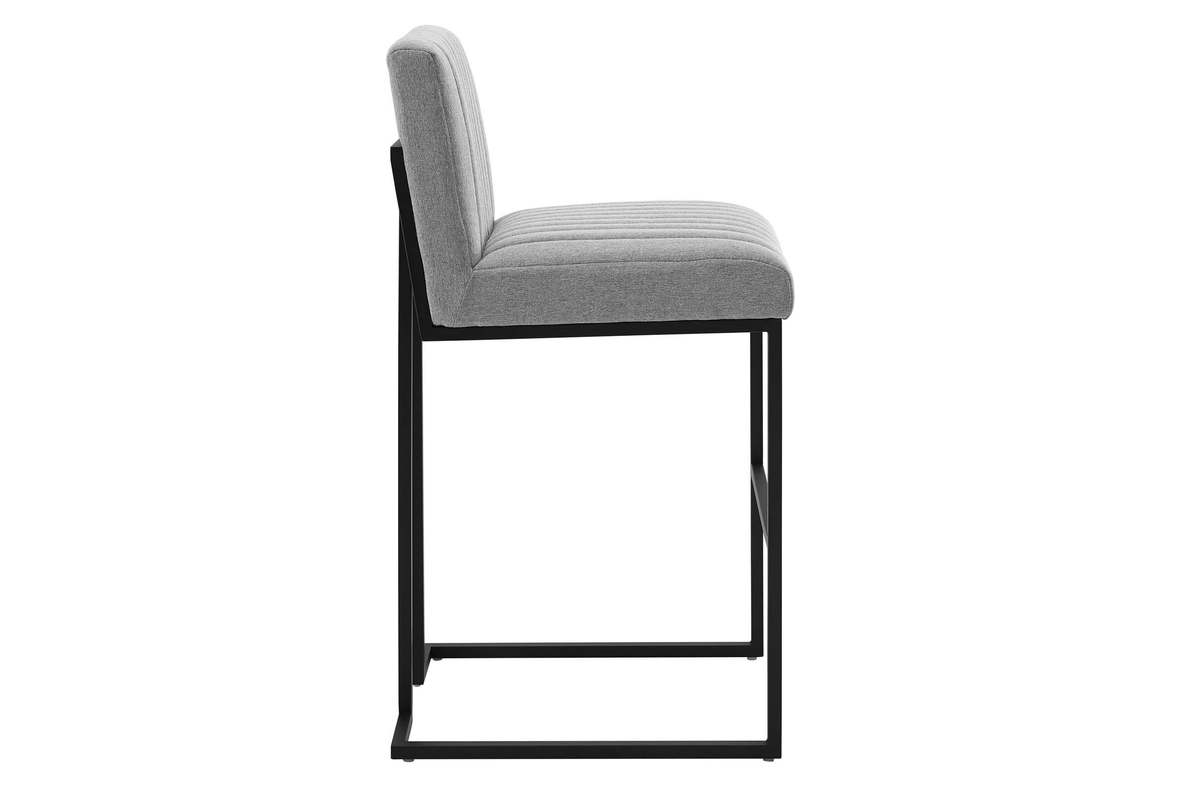 Indulge Channel Tufted Fabric Bar Stool in Light Grey