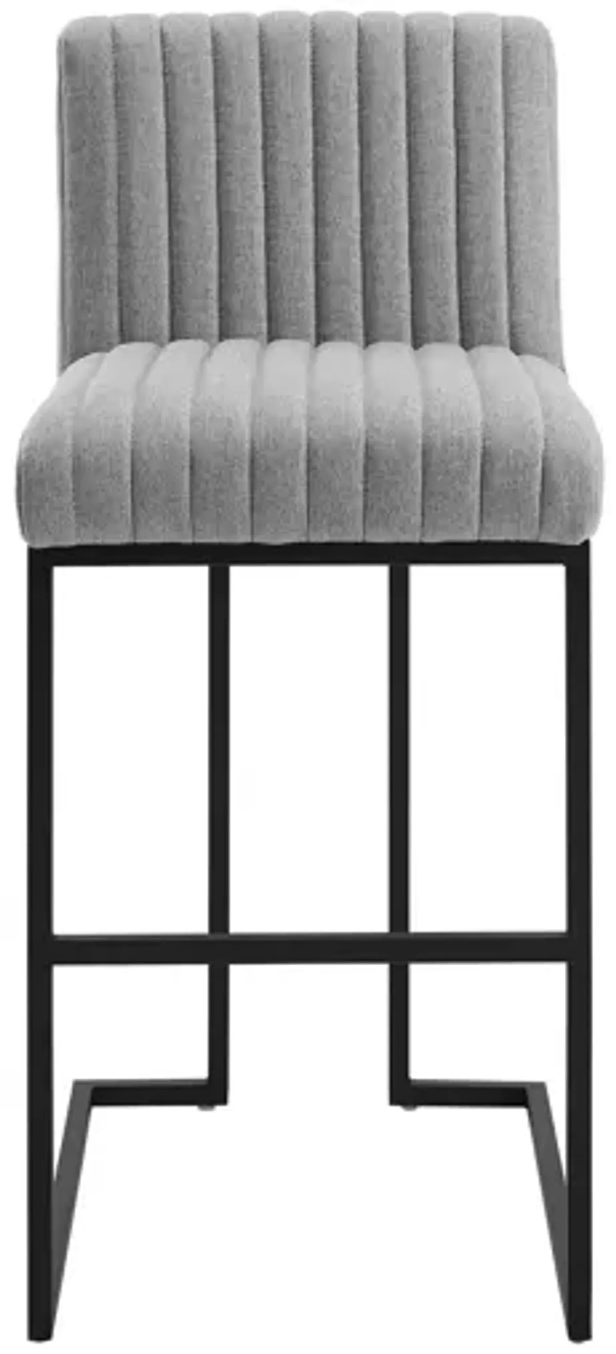 Indulge Channel Tufted Fabric Bar Stool in Light Grey