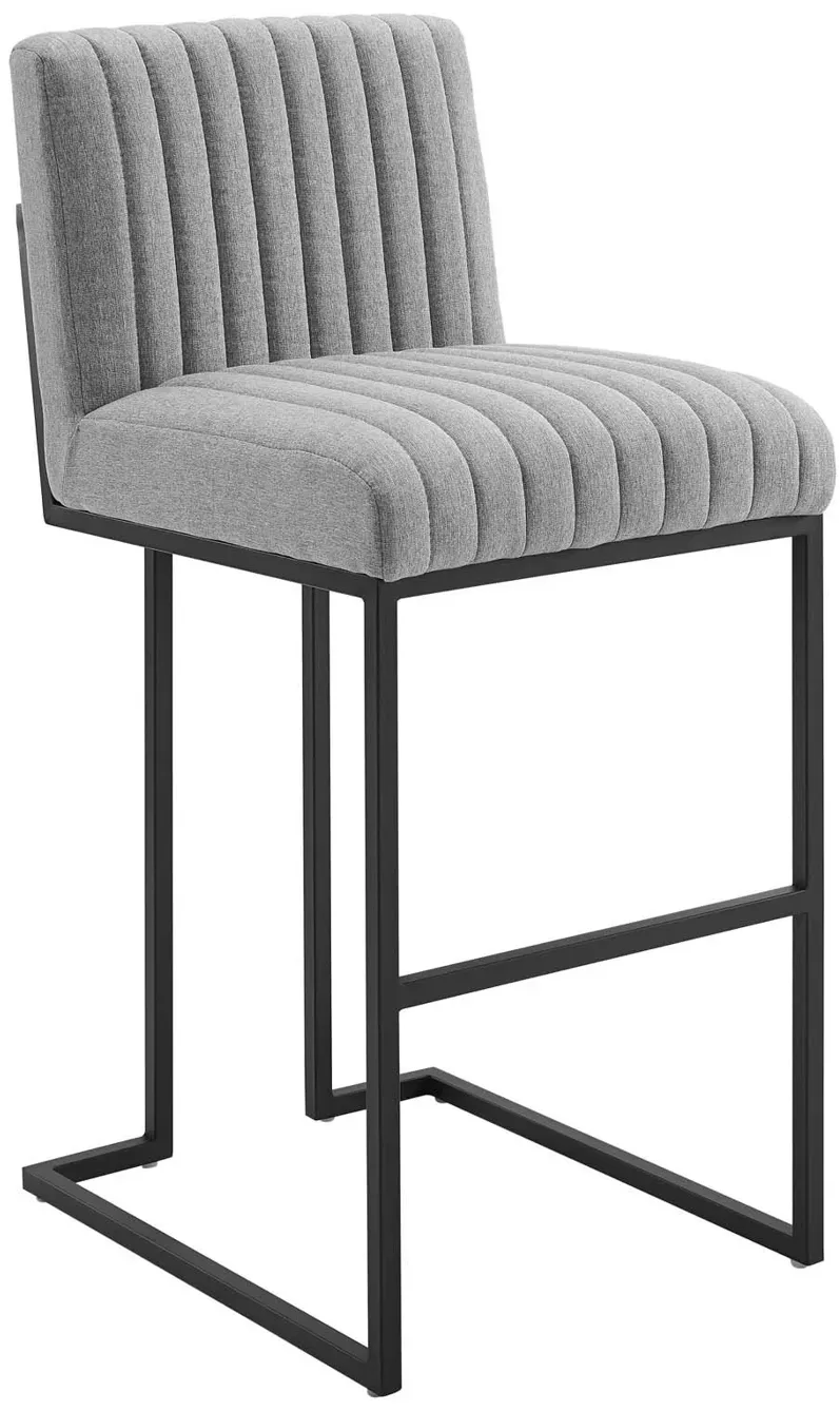Indulge Channel Tufted Fabric Bar Stool in Light Grey