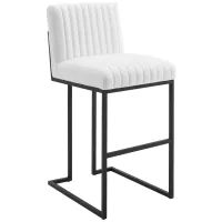 Indulge Channel Tufted Fabric Bar Stool in White