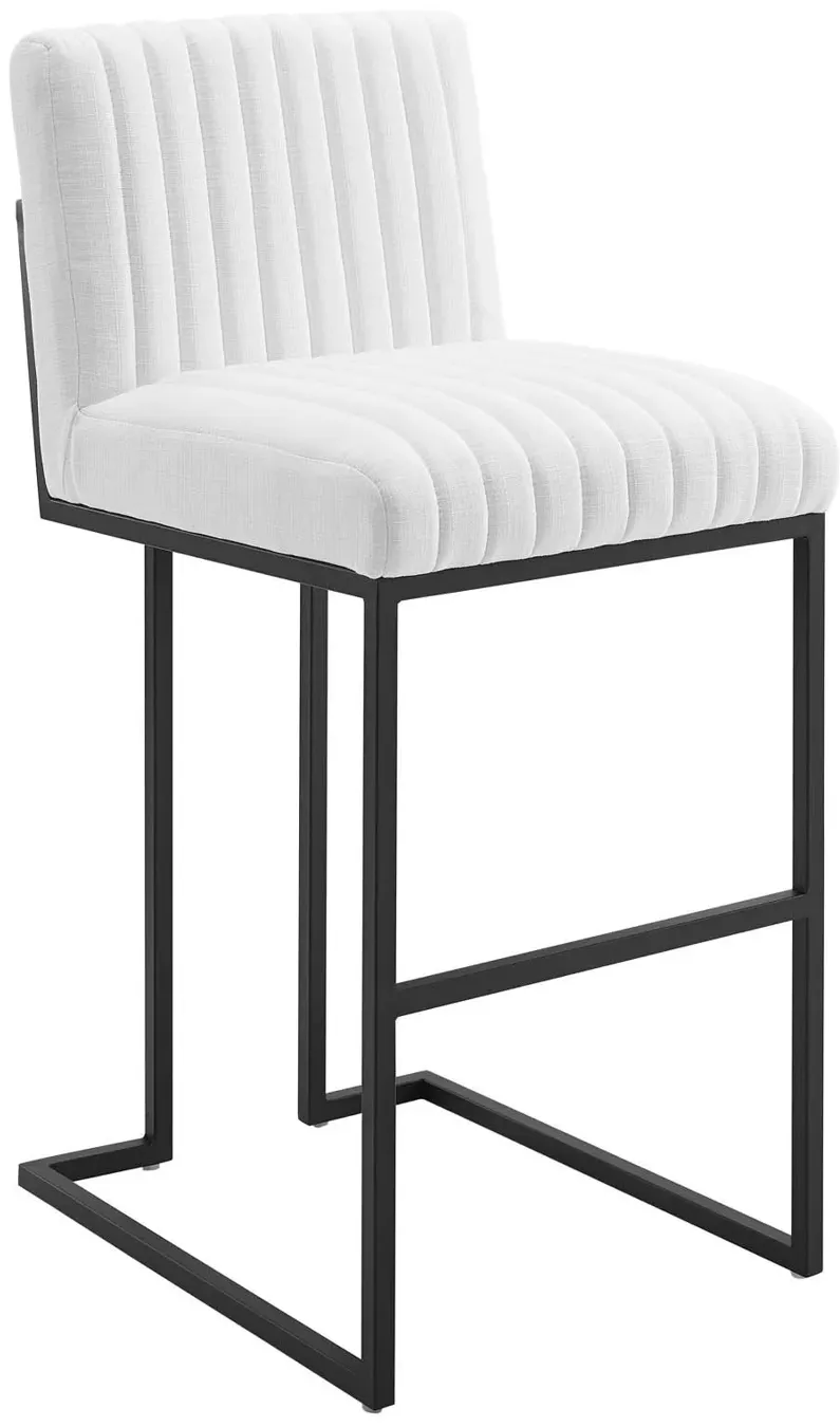 Indulge Channel Tufted Fabric Bar Stool in White