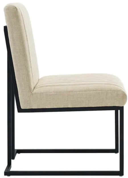 Indulge Channel Tufted Fabric Dining Chair in Beige