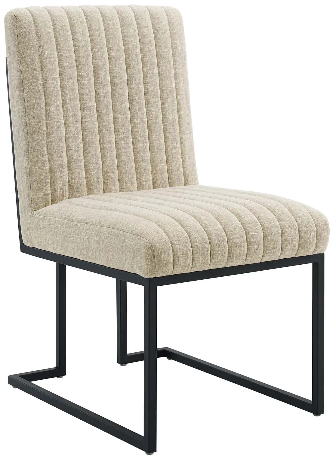 Indulge Channel Tufted Fabric Dining Chair in Beige