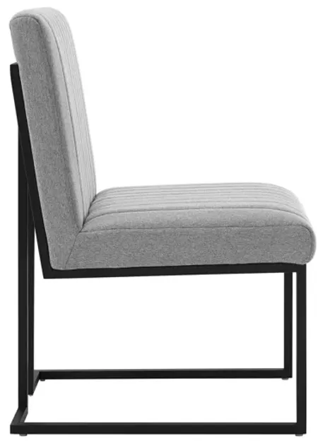 Indulge Channel Tufted Fabric Dining Chair in Light Grey