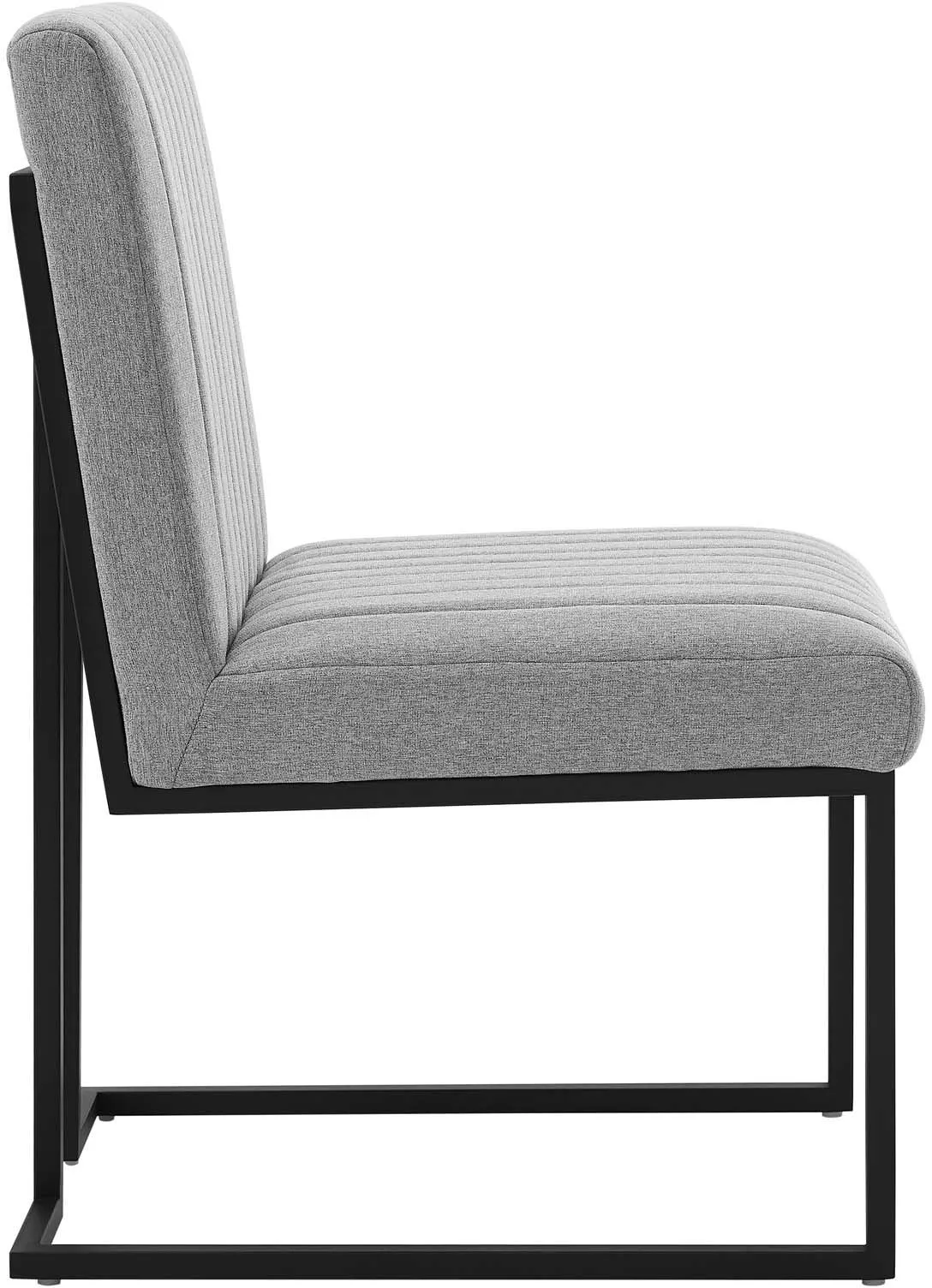 Indulge Channel Tufted Fabric Dining Chair in Light Grey