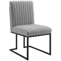 Indulge Channel Tufted Fabric Dining Chair in Light Grey