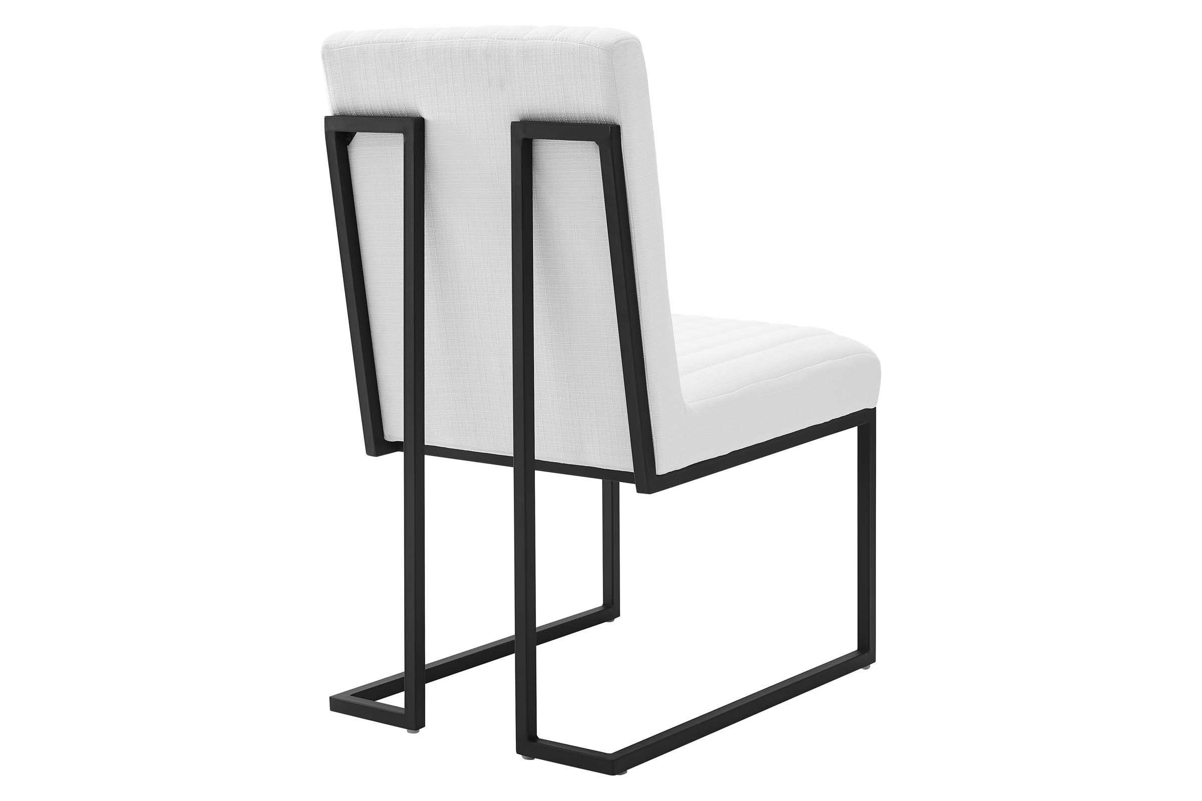 Indulge Channel Tufted Fabric Dining Chair in White