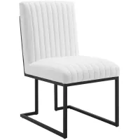 Indulge Channel Tufted Fabric Dining Chair in White