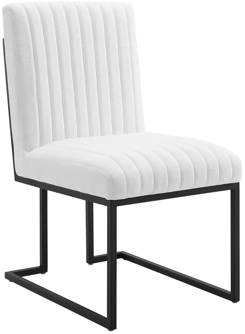 Indulge Channel Tufted Fabric Dining Chair in White