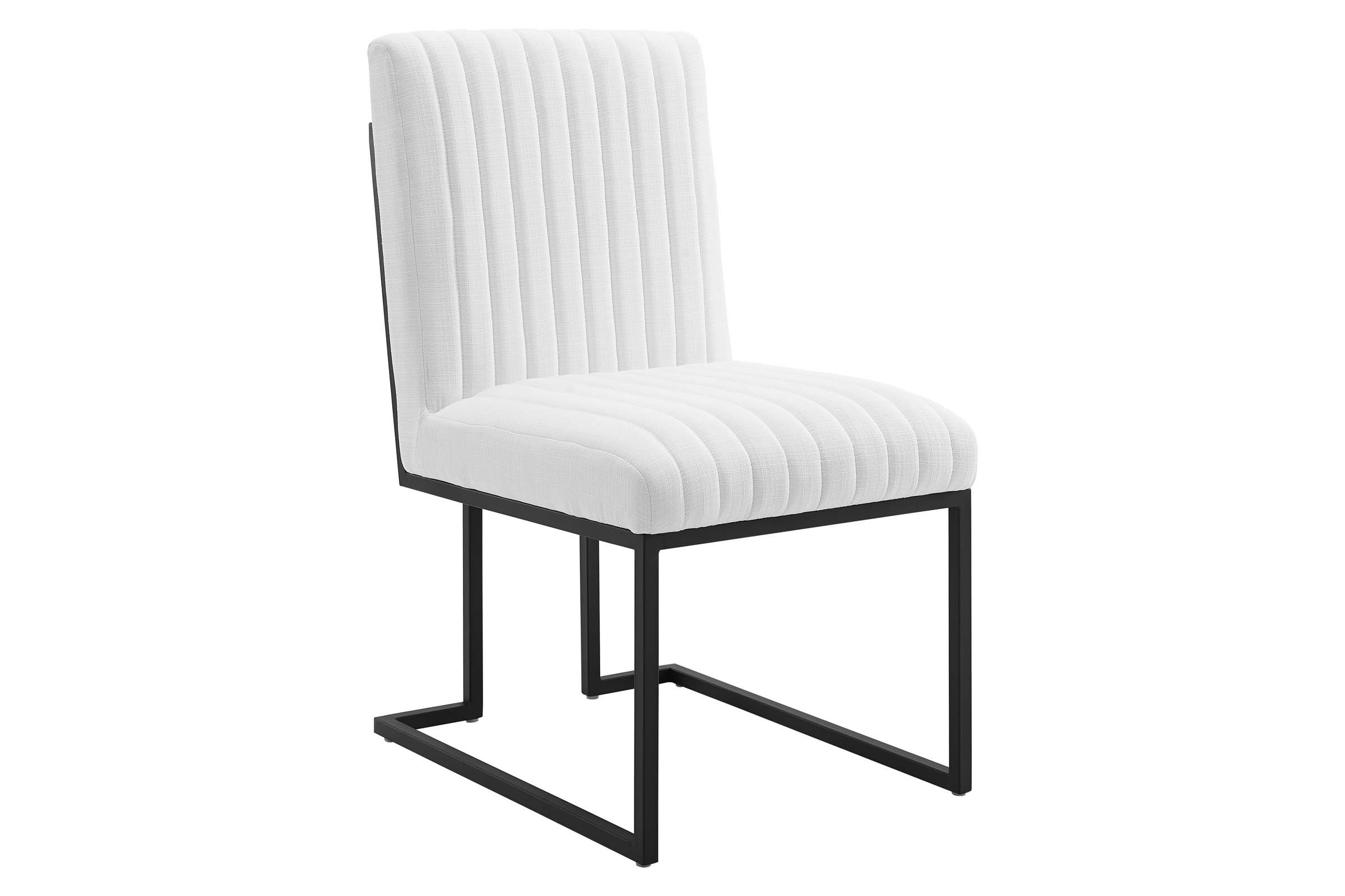 Indulge Channel Tufted Fabric Dining Chair in White