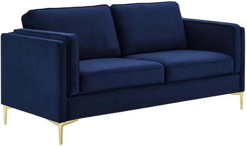 Kaiya Performance Velvet Sofa in Midnight Blue