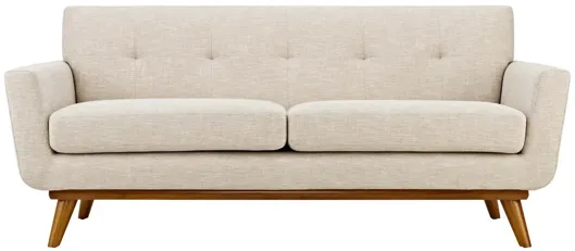 Engage Upholstered Fabric Loveseat in Beige