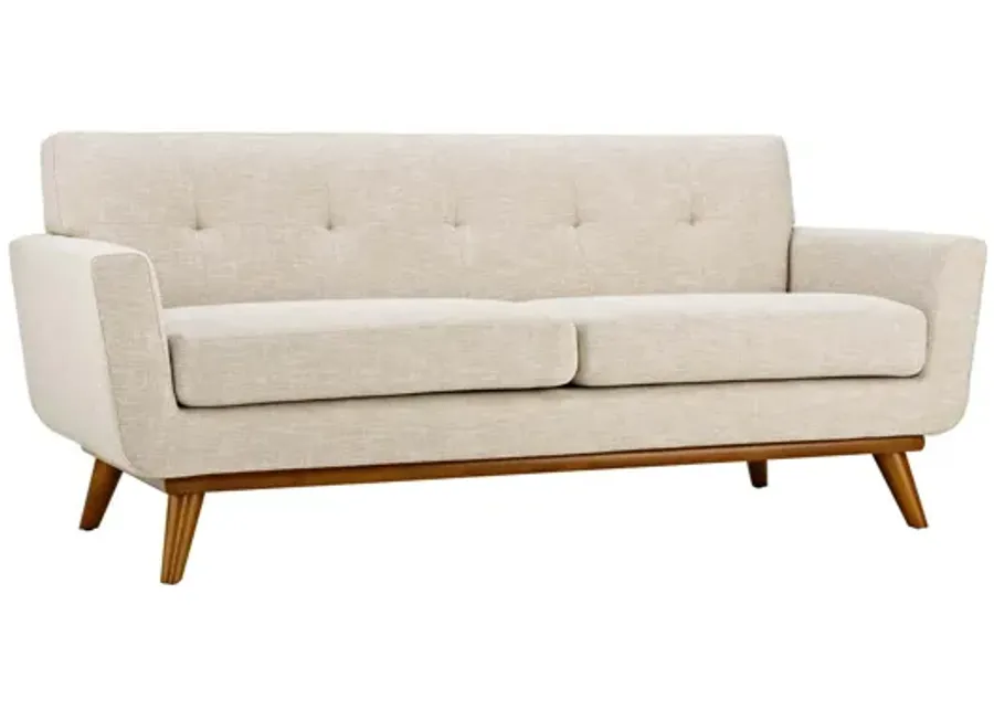 Engage Upholstered Fabric Loveseat in Beige