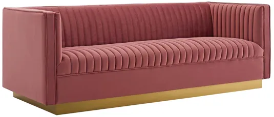 Sanguine Vertical Channel Tufted Performance Velvet Sofa in Dusty Rose