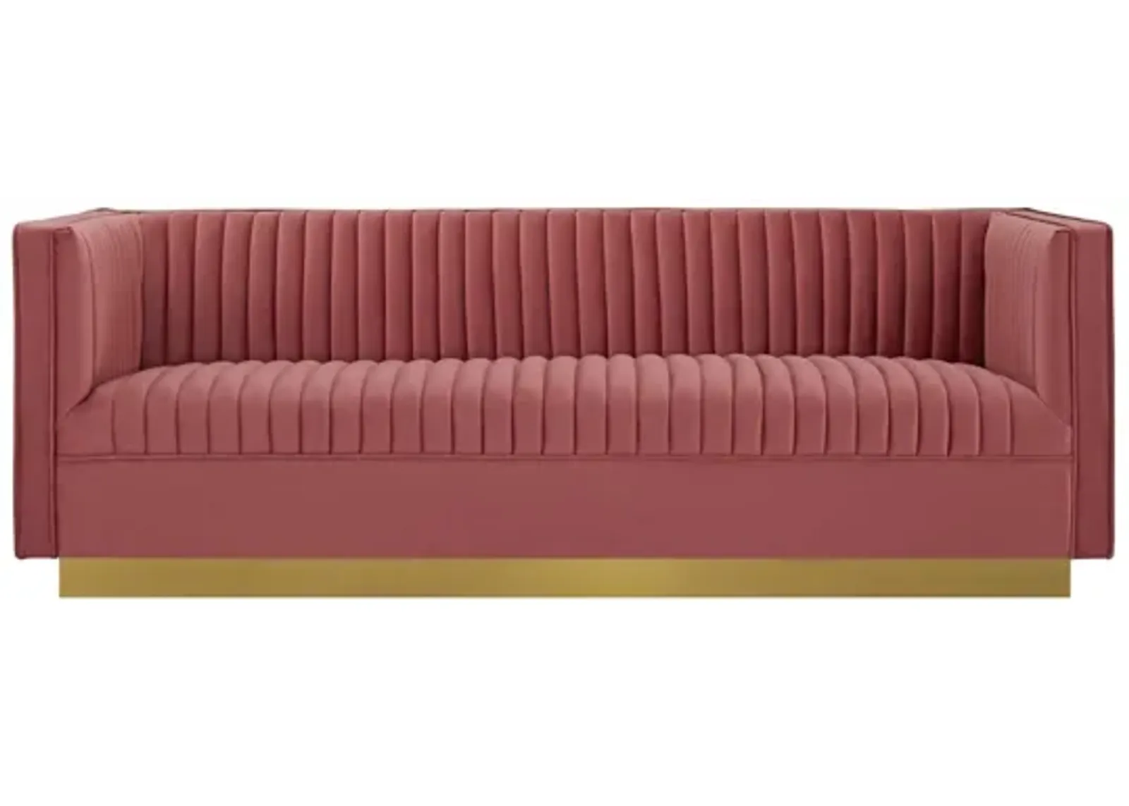 Sanguine Vertical Channel Tufted Performance Velvet Sofa in Dusty Rose