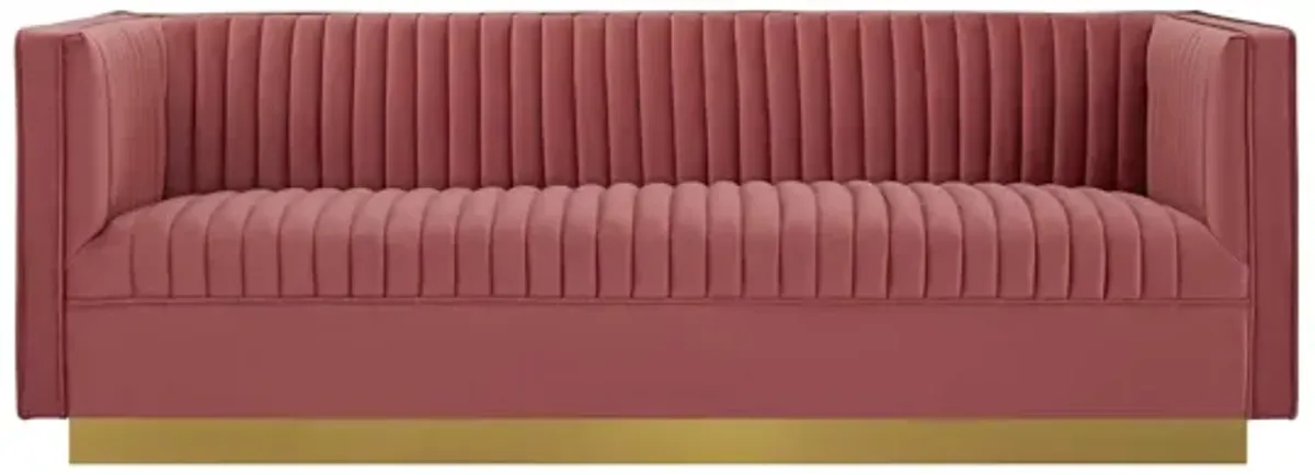 Sanguine Vertical Channel Tufted Performance Velvet Sofa in Dusty Rose