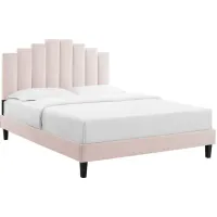 Elise Queen Performance Velvet Platform Bed in Pink