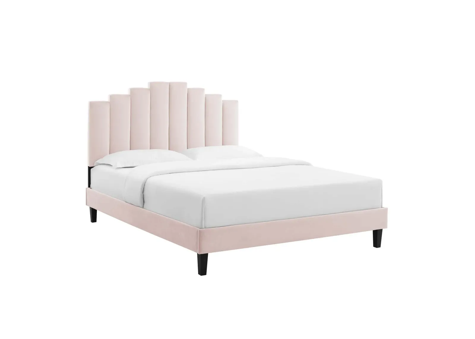 Elise Full Performance Velvet Platform Bed in Pink