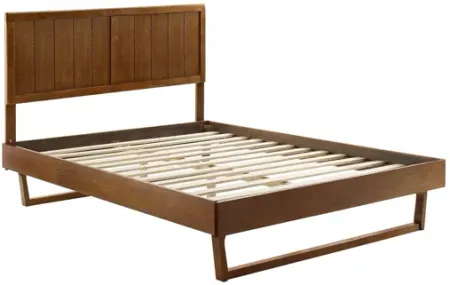 Alana Full Wood Platform Bed With Angular Frame in Walnut