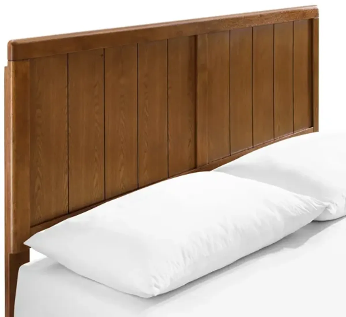 Alana Full Wood Platform Bed With Angular Frame in Walnut