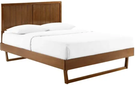 Alana Full Wood Platform Bed With Angular Frame in Walnut
